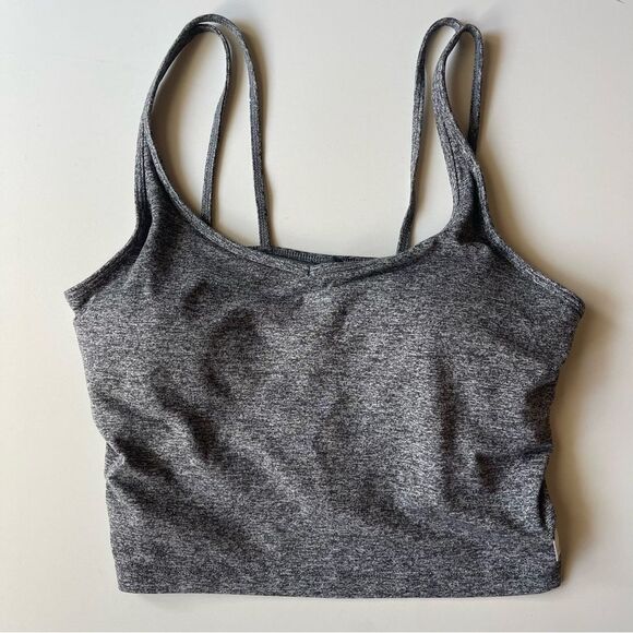 Vuori Halo Performance Crop Top in heather gray large - Picture 3 of 7